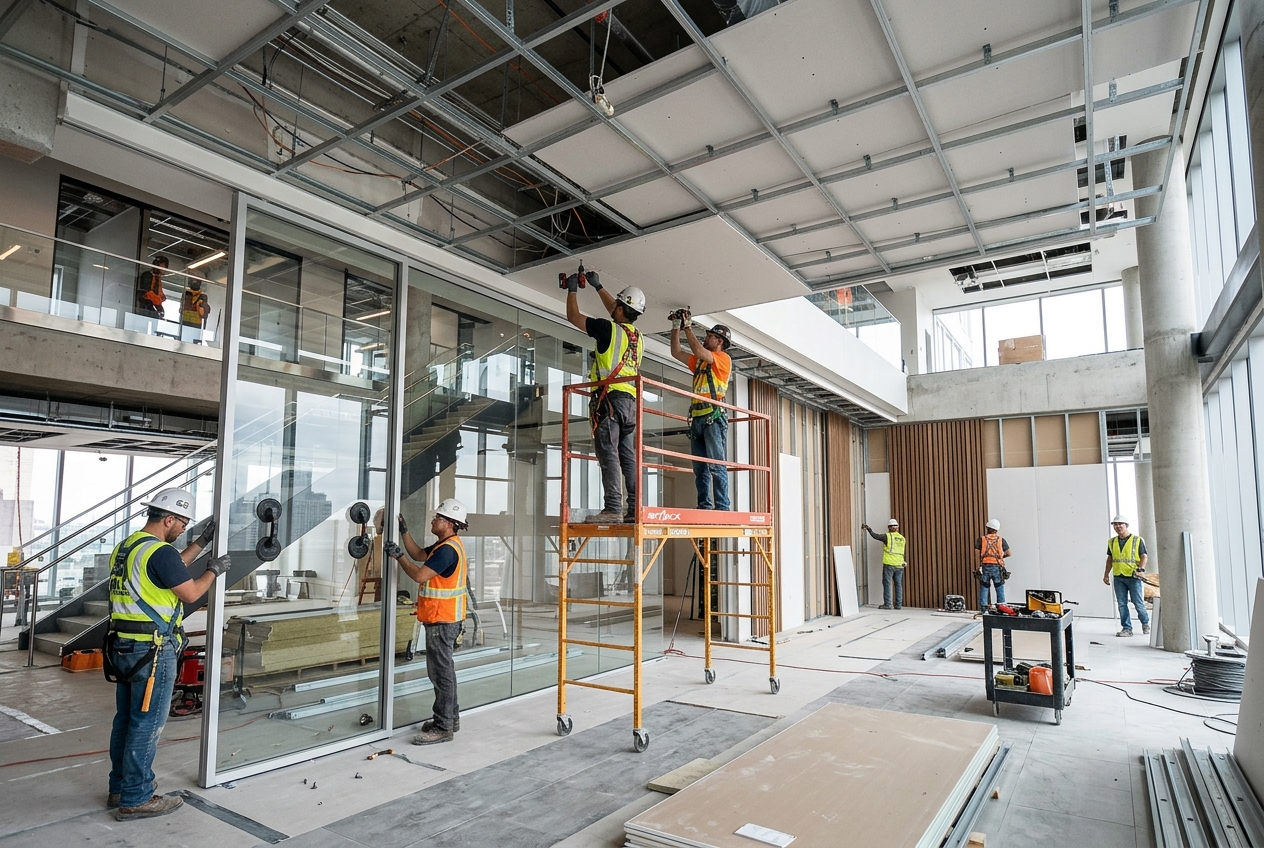 Interior partition installation